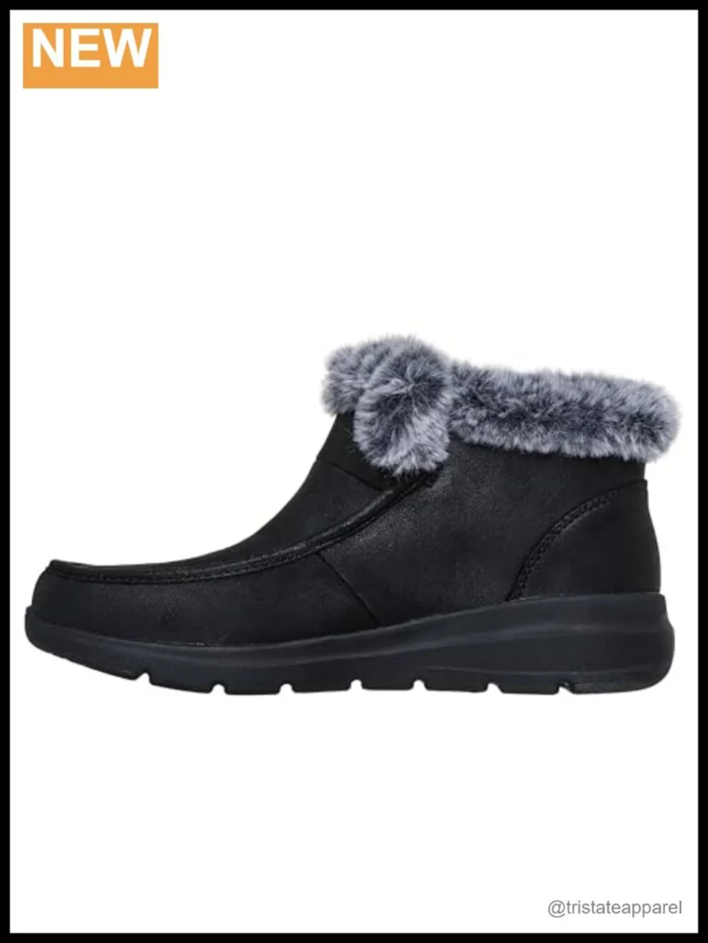 Faux Fur Faux Leather Moc Toe Chukka Boot Slip-On Hands Free Winter